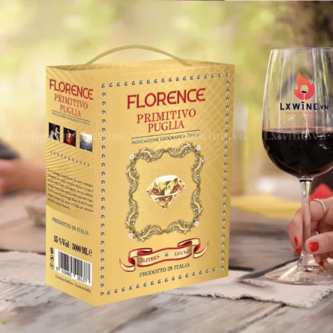 Bịch Vang Florence Primitivo Puglia 3L (15%) – Vang Ý Đậm Đà, Đẳng Cấp